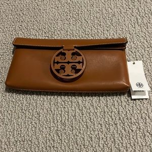 Tory Burch clutch purse tan